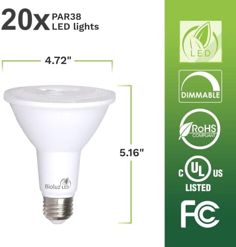 Bioluz LED 20 Csomag PAR38 LED Izzó 100-120 Wattos Izzó Csere (Használja 13 Watt) 3000K Szabályozható