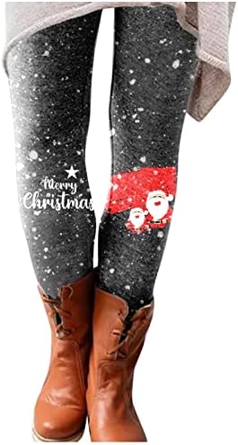 Karácsonyi Leggings a Nők Közepe Derék Plus Size Aranyos Mintás Leggings Xmas Termikus Sportos Futó Szűk