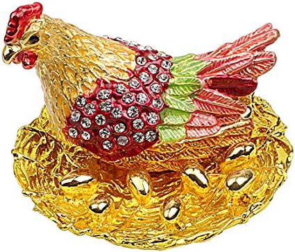 Hophen Tyúk Keltetőtojások Bejeweled Gyűjthető Bizsu Ékszer Doboz a Csirke Coop Gyűrű Jogosultja anyák