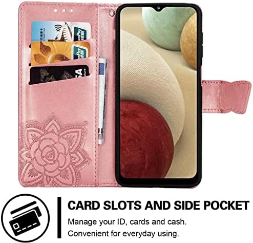 CMEKA Galaxy A12 Tárca Esetben a Nők, Mágneses bőrtok,3D Pillangó Kártya Slot Folio [Kitámasztó] [Csuklópántot],Puha