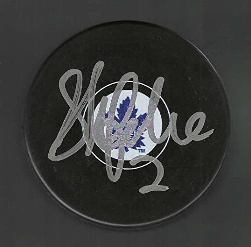 Sylvain Lefebvre Aláírt Toronto Maple Leafs Puck - Dedikált NHL Korong