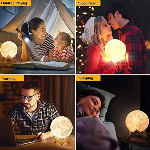 Hrixyop Hold Lámpa Felnőttek számára Hold Világos Hold Éjjeli Lámpa, Fa Állvány & Távoli/Touch Control,
