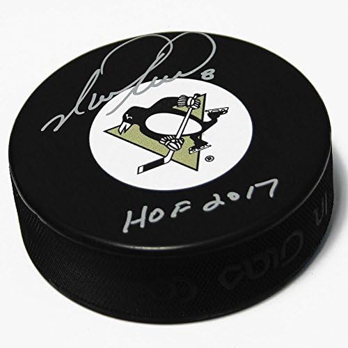 Mark Recchi Pittsburgh Penguins Aláírt Korongot a HOF Megjegyzés: Dedikált NHL Korong