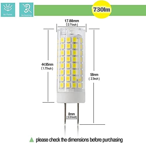 ZSSXOLED G8 Szabályozható LED Izzó 7W Egyenértékű G8 Halogén Izzó 75W-80W, GY8.6 /G8-Bi-Pin-Bázis Izzó