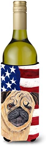 Caroline Kincsek SC9006LITERK USA Amerikai Zászló Pug borosüveg Ölelkezős, Üveg Hűvösebb Ujja Ölelkezős