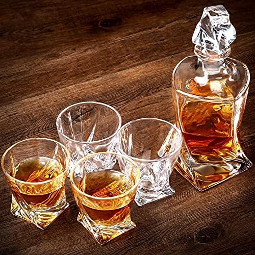 Derítő meghatározott Kristály Whiskys Üveget Készletek,Bourbon Derítő 4 Pohár díszdobozban,Whiskys Üveget