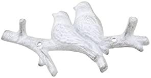 Kézműves Tengeri Dekoráció fehérre Meszelt öntöttvas Madarak Ág Dekoratív Fém Fali Kampó 8