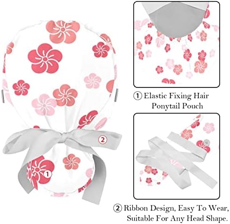 2 Db Nővér Bozót Sapkák Női Hosszú Haj, Rózsaszín Japán cseresznyevirág Állítható Dolgozó Kap a Gombot,