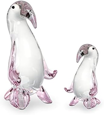 LONGWIN Készlet 2 Üveg Pingvinek Anya a Baba Figura, Kézzel Fúvott Üveg-Művészet Pingvin Állapota Állat