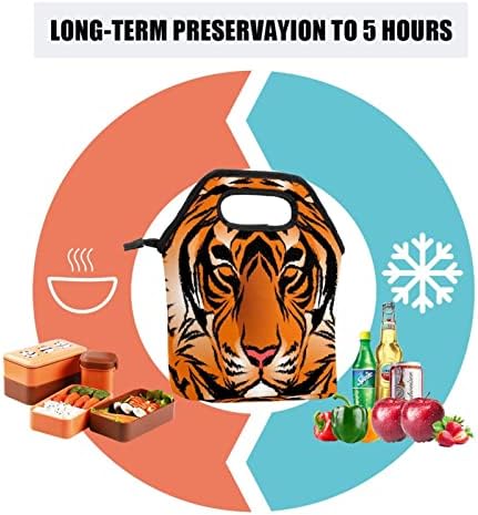 HEOEH Csíkos Bengáli Tigris Ebéd Táska Hűtő Táska Szigetelt Cipzár Ebédet Táska Szabadban Iskola Iroda